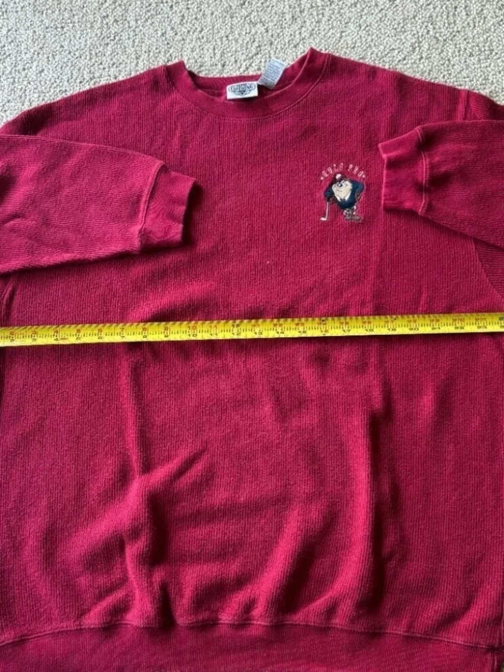 Vintage Taz Golf Pro Sweater XL Red Looney Tunes Embroidered Crewneck 90s